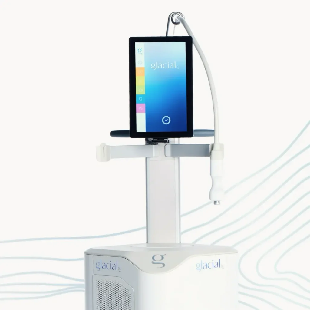 glacial-rx-device-cgt-aesthetics Glacial Rx cooling technology device used for facial treatments at CGT Aesthetics in Evergreen Park and Westmont IL