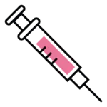 Syringe icon representing PDGF growth factor treatment used to support healing and skin rejuvenation