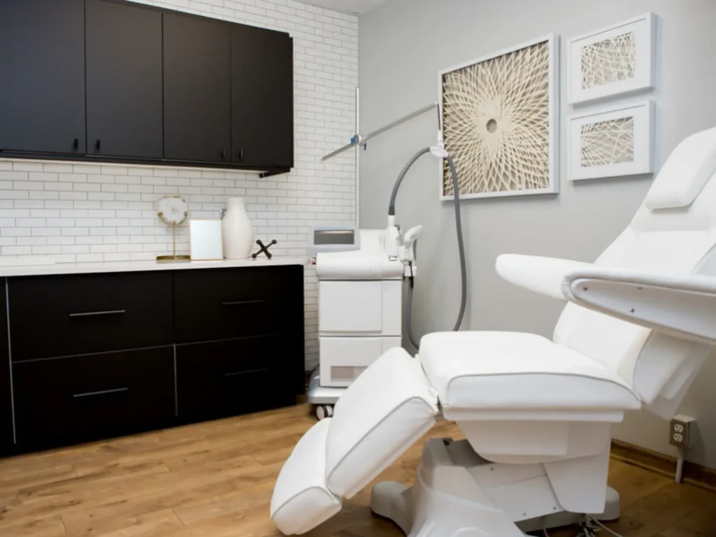 Private medical aesthetics treatment suite at CGT Aesthetics in Evergreen Park.